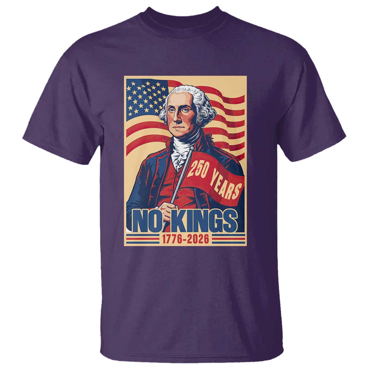 Funny George Washington Freedom Protest T Shirt No Kings TS12 Purple Print Your Wear