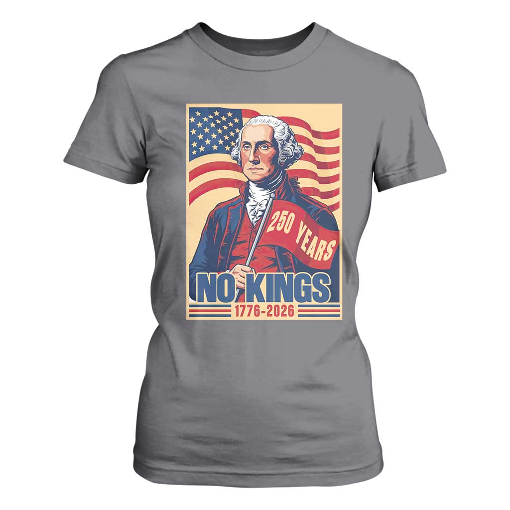 Funny George Washington Freedom Protest T Shirt For Women No Kings TS12 Charcoal Print Your Wear