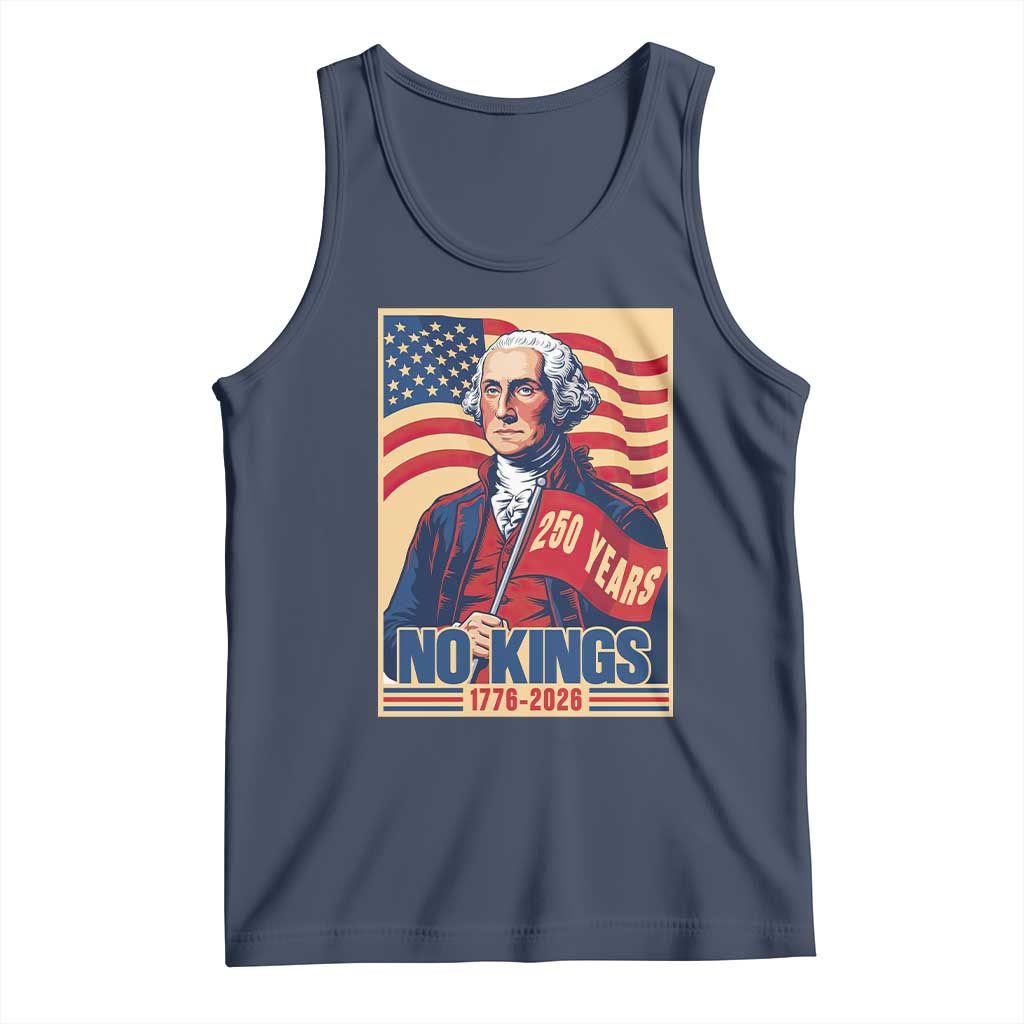 Funny George Washington Freedom Protest Tank Top No Kings TS12 Navy Print Your Wear