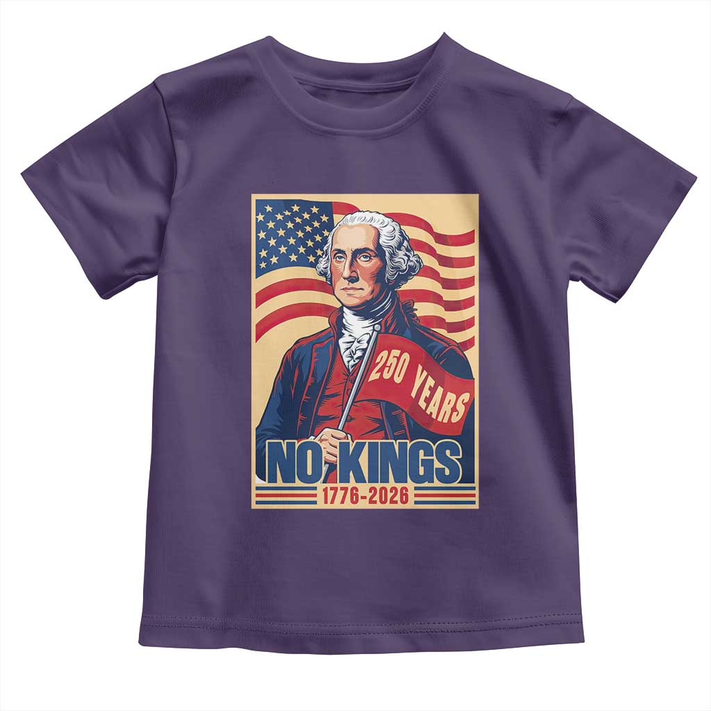 Funny George Washington Freedom Protest Toddler T Shirt No Kings TS12 Purple Print Your Wear
