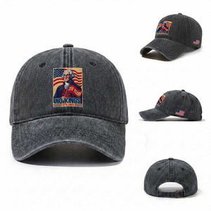Funny George Washington Freedom Protest Washed Cotton Baseball Cap No Kings TS12 Washed Cap Universal Fit Dark Gray Print Your Wear
