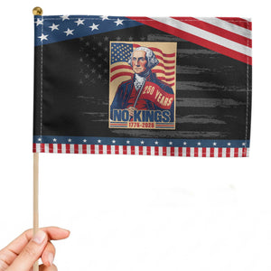 Funny George Washington Freedom Protest Patriotic Handheld Flag No Kings TS12 Distressed 8.2" × 5.5" Black Blue Print Your Wear