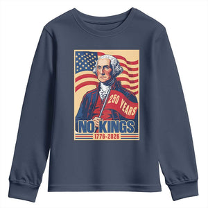 Funny George Washington Freedom Protest Youth Sweatshirt No Kings TS12 Navy Print Your Wear