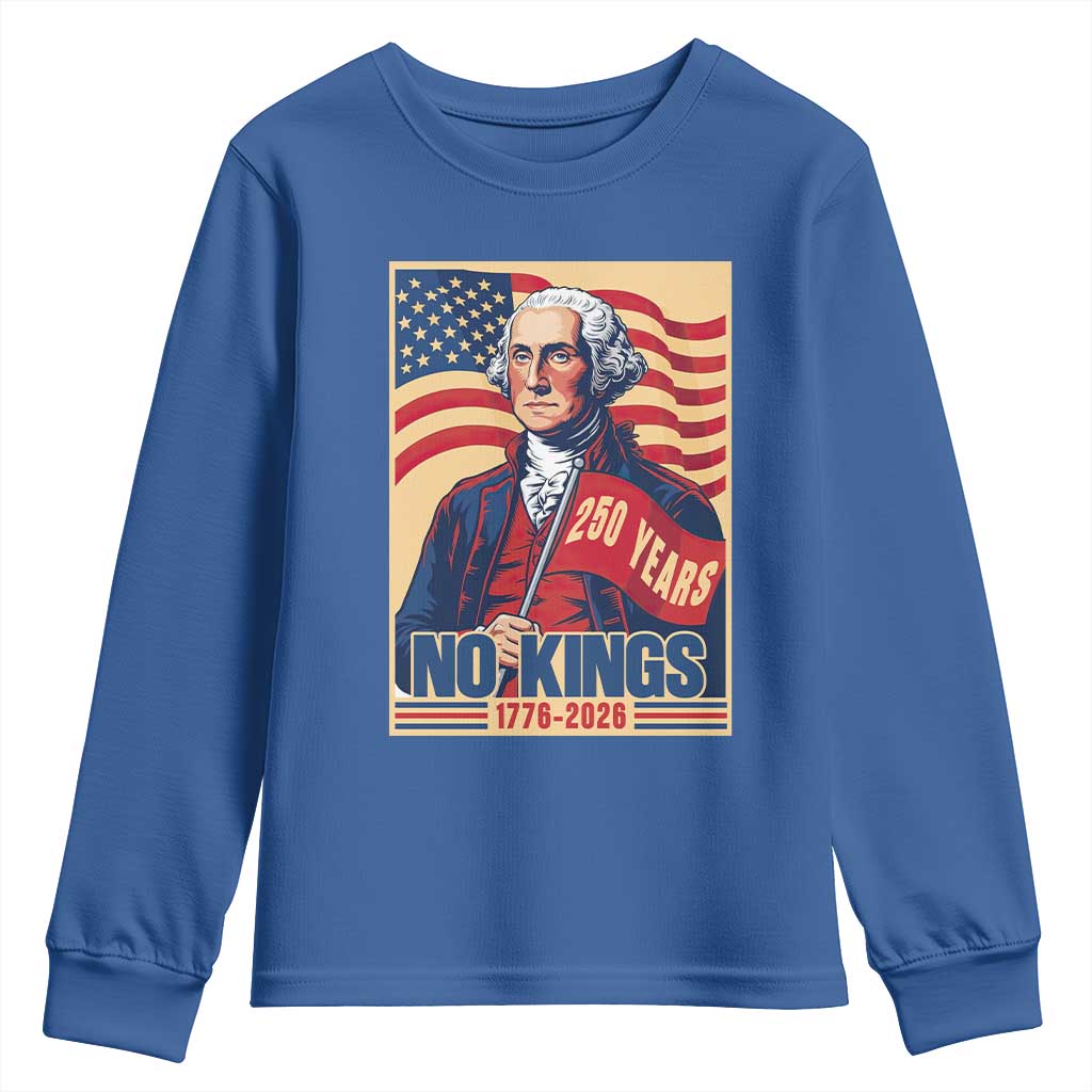 Funny George Washington Freedom Protest Youth Sweatshirt No Kings TS12 Royal Blue Print Your Wear