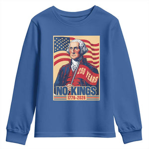 Funny George Washington Freedom Protest Youth Sweatshirt No Kings TS12 Royal Blue Print Your Wear