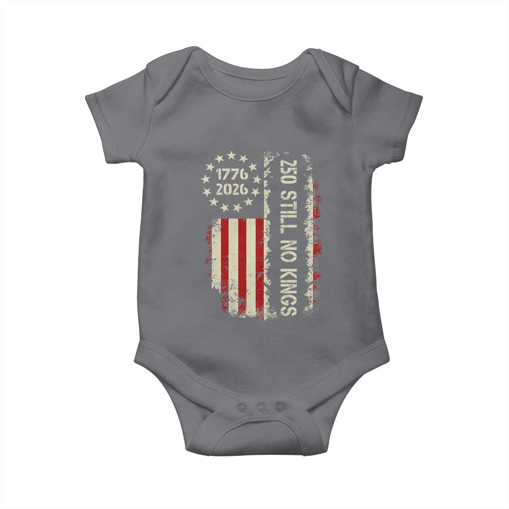 250 Still No Kings Baby Onesie Vintage Patriotic Flag TS12 Charcoal Print Your Wear