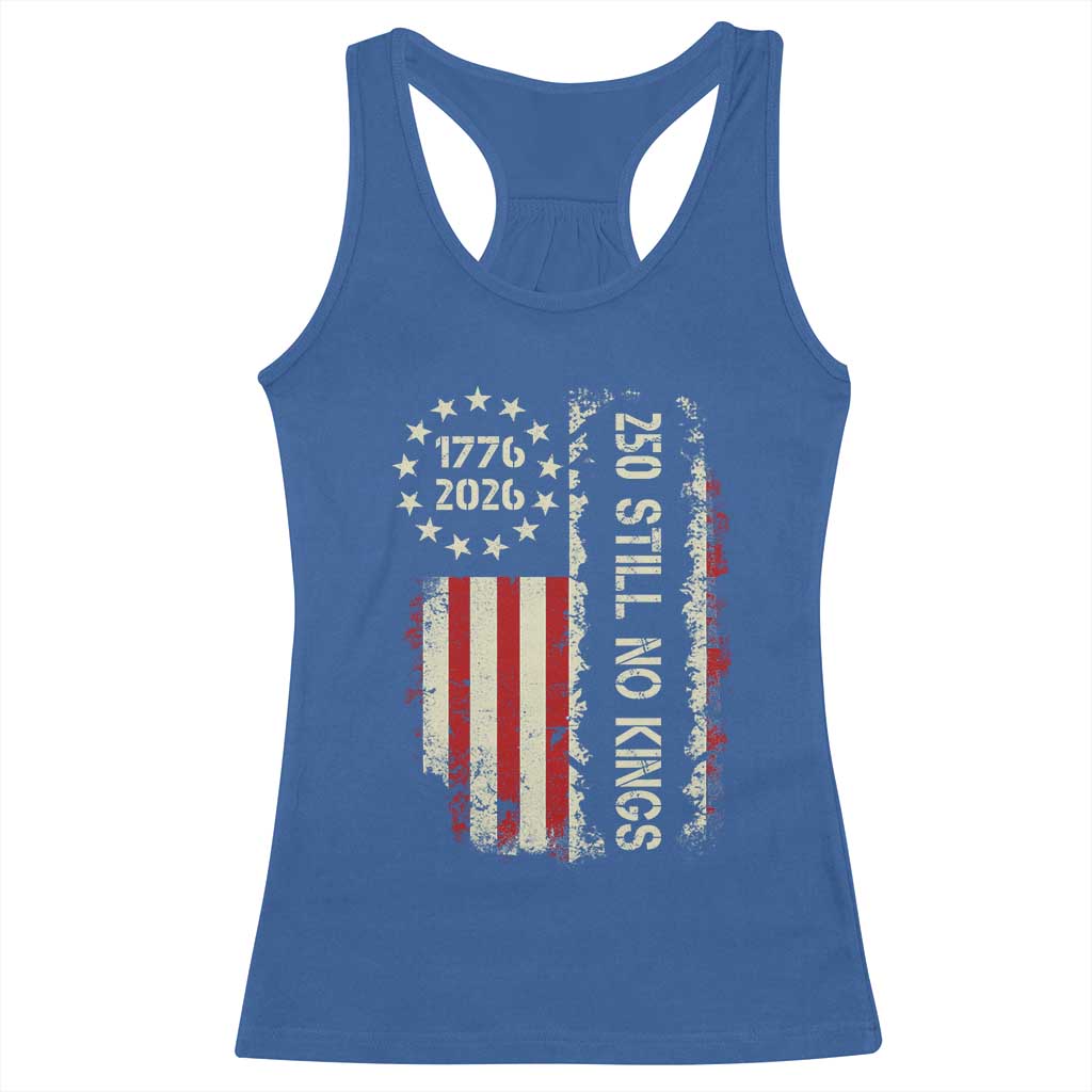 250 Still No Kings Racerback Tank Top Vintage Patriotic Flag TS12 Royal Blue Print Your Wear