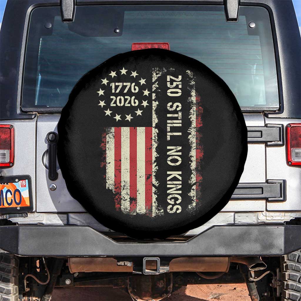 250 Still No Kings Spare Tire Cover Vintage Patriotic Flag TS12 No hole Black Print Your Wear