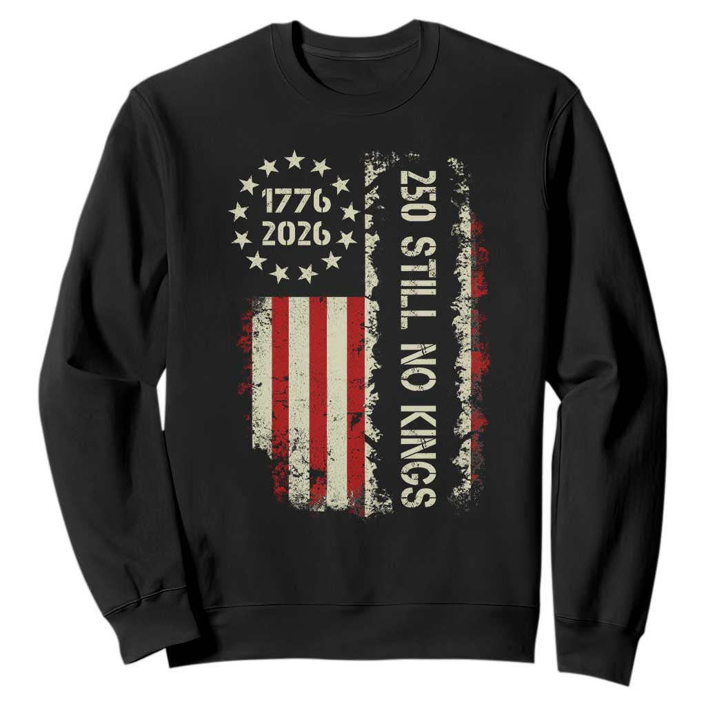 250 Still No Kings Sweatshirt Vintage Patriotic Flag TS12 Black Print Your Wear