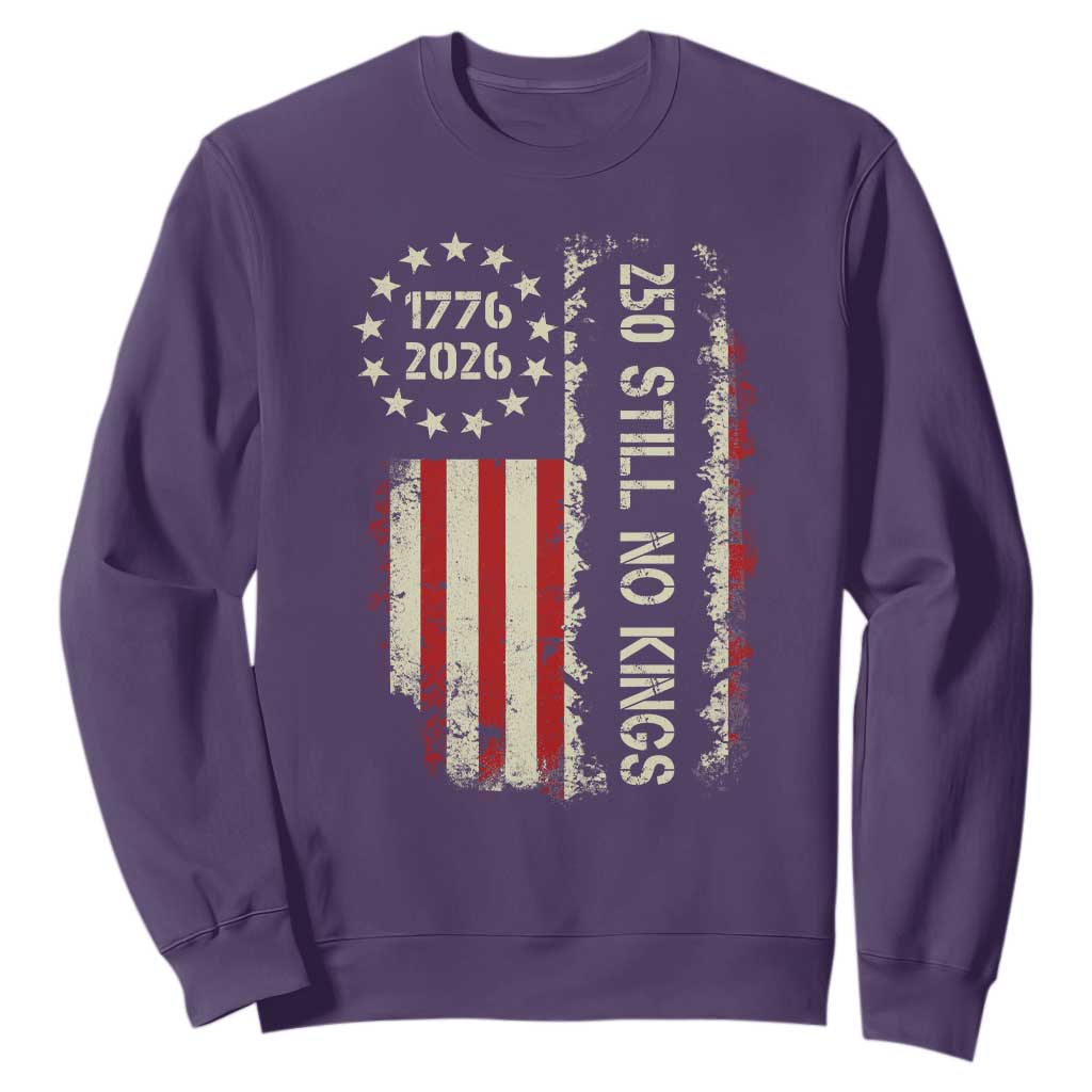 250 Still No Kings Sweatshirt Vintage Patriotic Flag TS12 Purple Print Your Wear