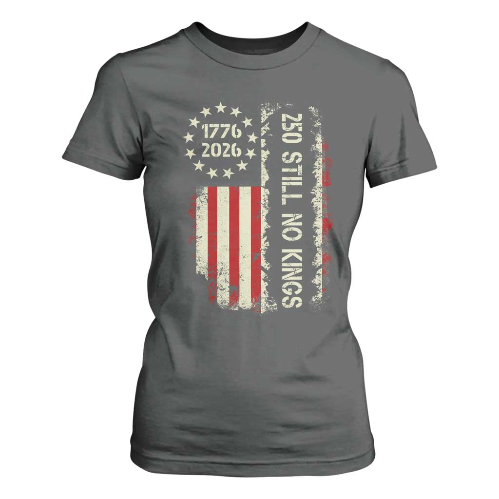 250 Still No Kings T Shirt For Women Vintage Patriotic Flag TS12 Dark Heather Print Your Wear