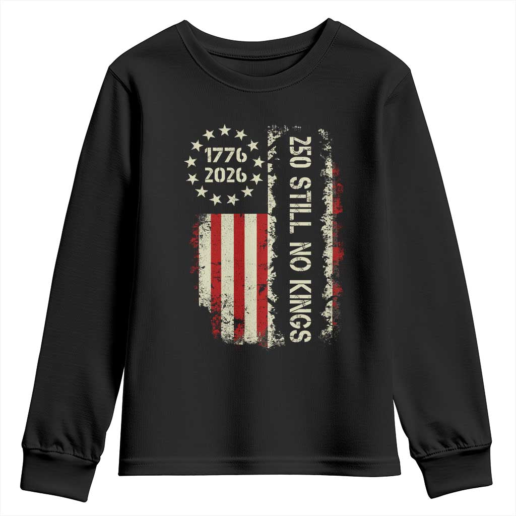 250 Still No Kings Youth Sweatshirt Vintage Patriotic Flag TS12 Black Print Your Wear