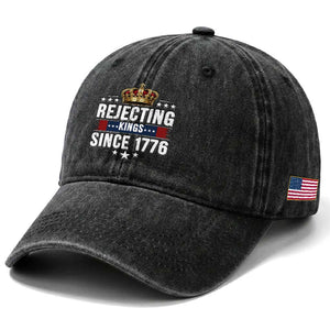 Rejecting Kings Since 1776 Washed Cotton Baseball Cap Anti Authoritarian Protest TS12 Print Your Wear