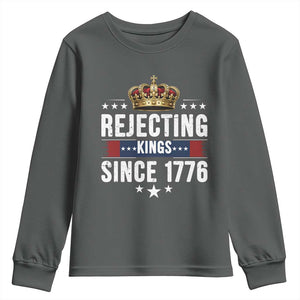 Rejecting Kings Since 1776 Youth Sweatshirt Anti Authoritarian Protest TS12 Dark Heather Print Your Wear