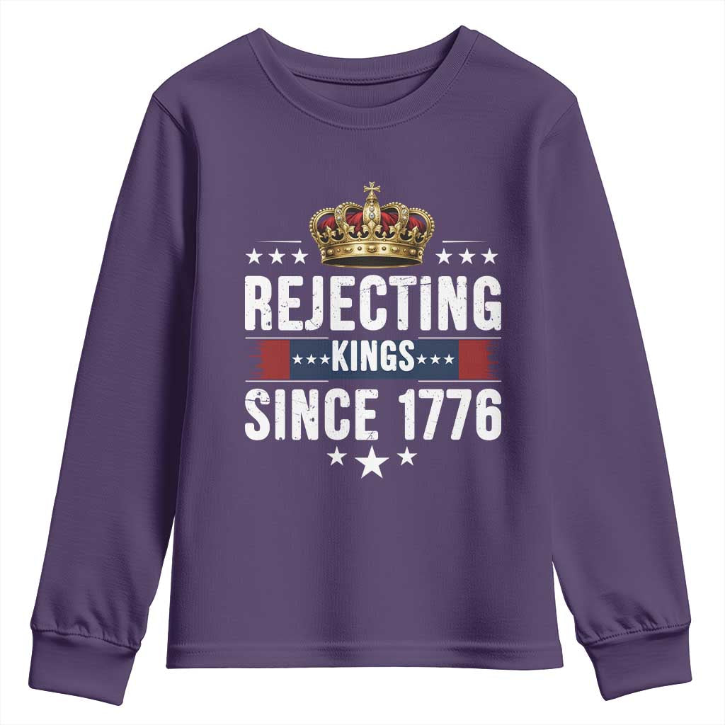 Rejecting Kings Since 1776 Youth Sweatshirt Anti Authoritarian Protest TS12 Purple Print Your Wear