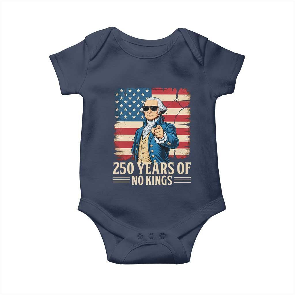 No Kings 250 Years George Washington Baby Onesie TS12 Navy Print Your Wear