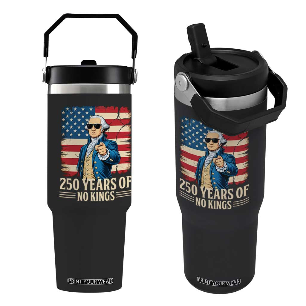 No Kings 250 Years George Washington Flip Straw Tumbler TS12 One Size: 30 oz Black Print Your Wear