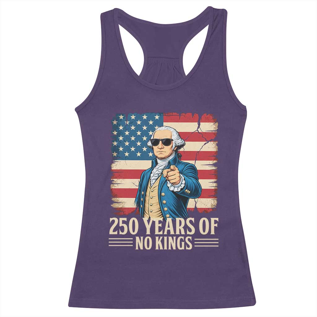 No Kings 250 Years George Washington Racerback Tank Top TS12 Purple Print Your Wear
