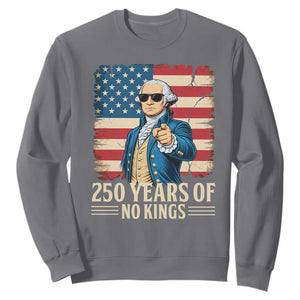 No Kings 250 Years George Washington Sweatshirt TS12 Charcoal Print Your Wear