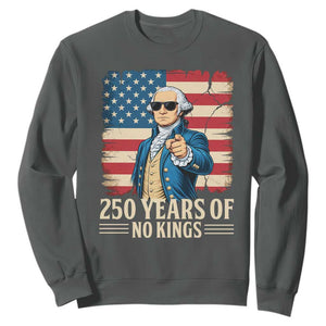No Kings 250 Years George Washington Sweatshirt TS12 Dark Heather Print Your Wear