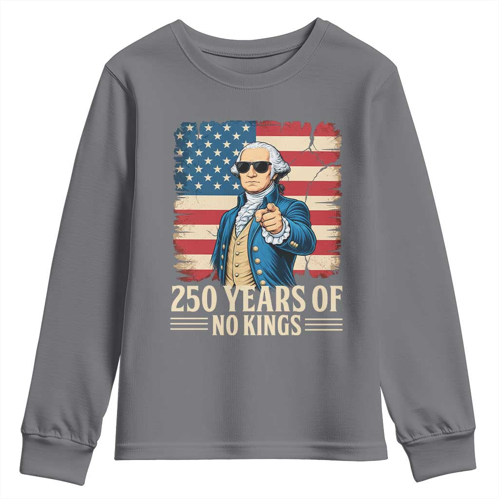 No Kings 250 Years George Washington Youth Sweatshirt TS12 Charcoal Print Your Wear