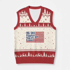 We The People Serve No Kings V-Neck Knit Sweater Vest American Freedom Protest TS12 Beige Red Print Your Wear