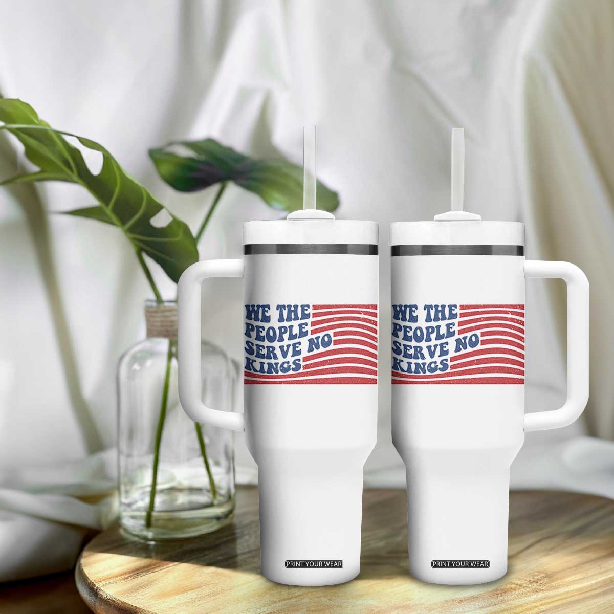 We The People Serve No Kings Tumbler With Handle American Freedom Protest TS12 Print Your Wear