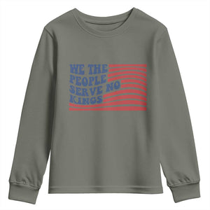 We The People Serve No Kings Youth Sweatshirt American Freedom Protest TS12 Military Green Print Your Wear