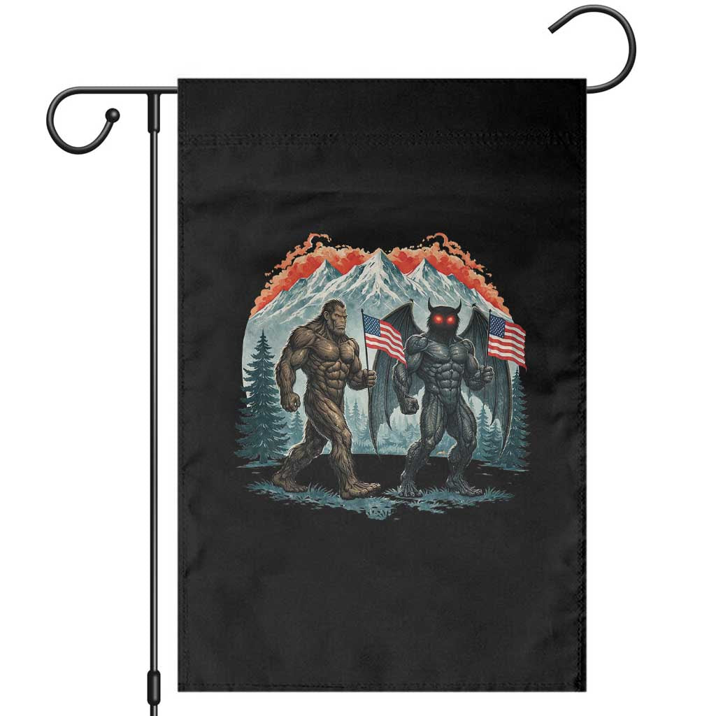 Patriotic Bigfoot And Mothman Garden Flag Funny Cryptid Lover Gift TS12 Black Print Your Wear