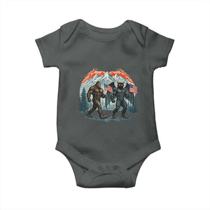 Patriotic Bigfoot And Mothman Baby Onesie Funny Cryptid Lover Gift TS12 Dark Heather Print Your Wear