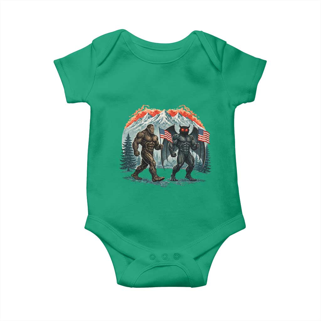 Patriotic Bigfoot And Mothman Baby Onesie Funny Cryptid Lover Gift TS12 Irish Green Print Your Wear