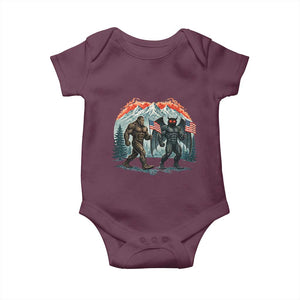 Patriotic Bigfoot And Mothman Baby Onesie Funny Cryptid Lover Gift TS12 Maroon Print Your Wear