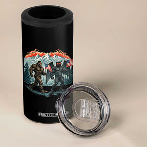 Patriotic Bigfoot And Mothman 4 in 1 Can Cooler Tumbler Funny Cryptid Lover Gift TS12 Print Your Wear