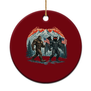 Patriotic Bigfoot And Mothman Ceramic Ornament Funny Cryptid Lover Gift TS12 1pc Red Print Your Wear