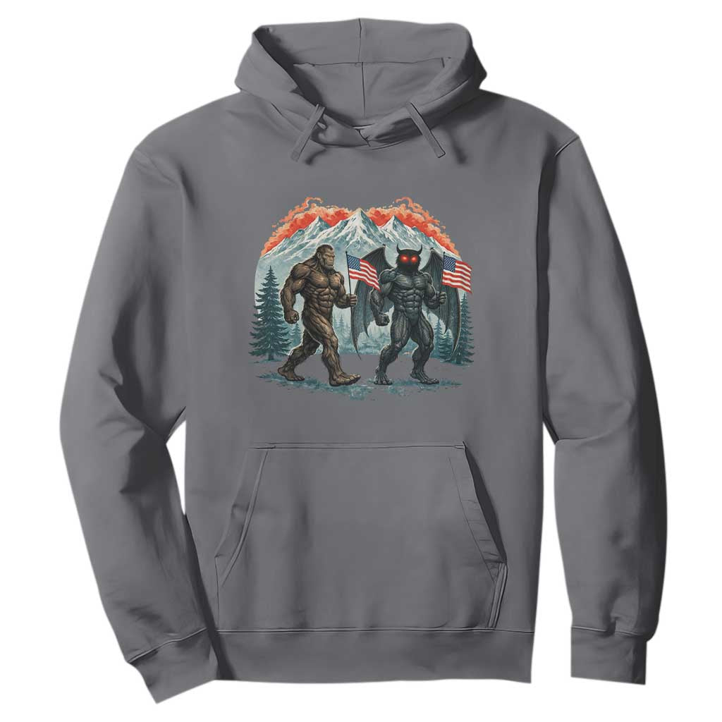 Patriotic Bigfoot And Mothman Hoodie Funny Cryptid Lover Gift TS12 Charcoal Print Your Wear
