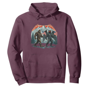Patriotic Bigfoot And Mothman Hoodie Funny Cryptid Lover Gift TS12 Maroon Print Your Wear