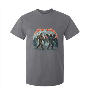 Patriotic Bigfoot And Mothman T Shirt For Kid Funny Cryptid Lover Gift TS12 Charcoal Print Your Wear