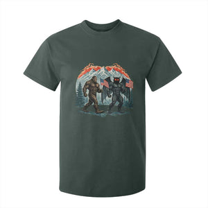 Patriotic Bigfoot And Mothman T Shirt For Kid Funny Cryptid Lover Gift TS12 Dark Forest Green Print Your Wear