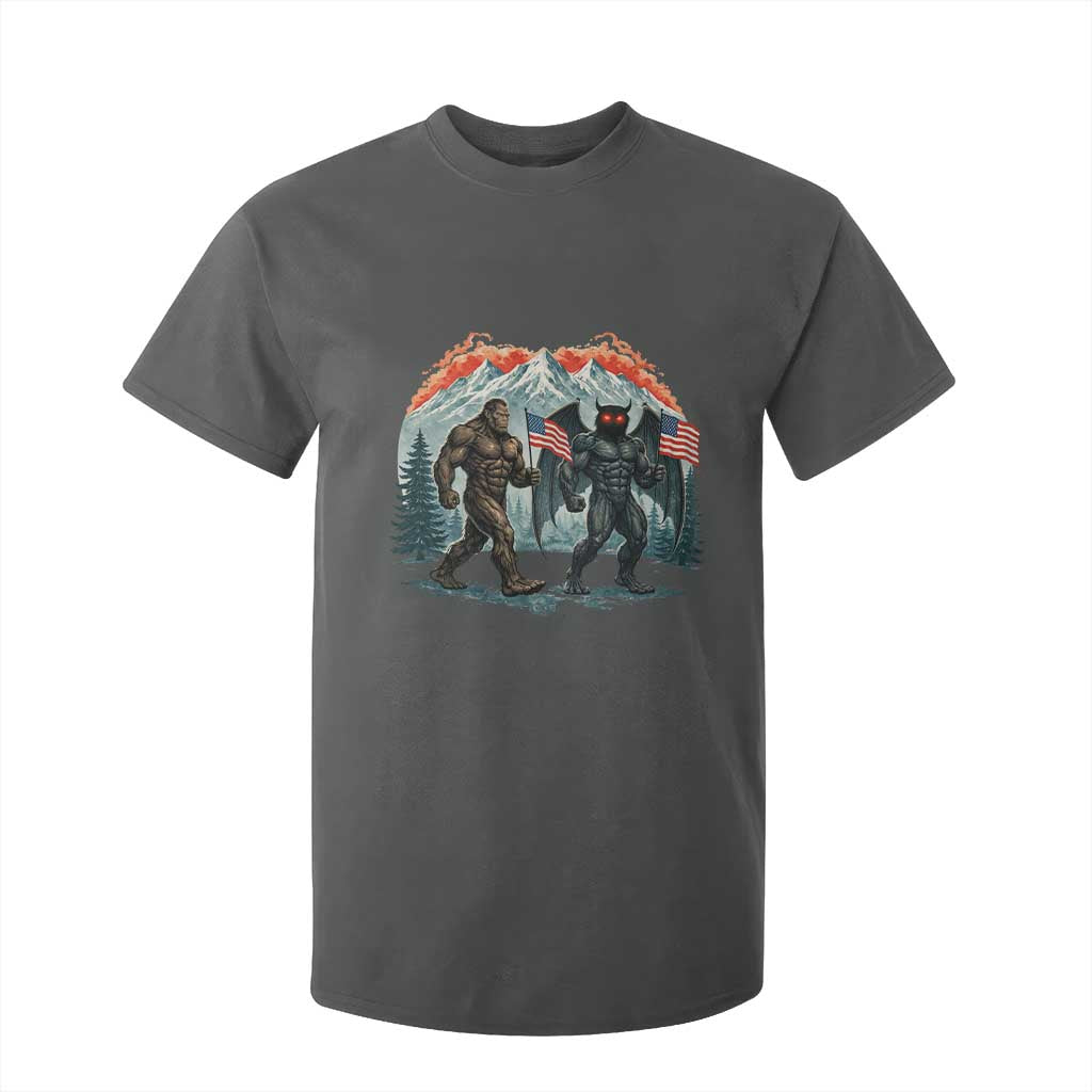 Patriotic Bigfoot And Mothman T Shirt For Kid Funny Cryptid Lover Gift TS12 Dark Heather Print Your Wear