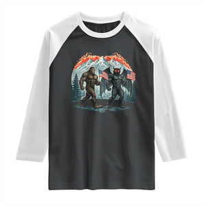 Patriotic Bigfoot And Mothman Raglan Shirt Funny Cryptid Lover Gift TS12 Black White Print Your Wear