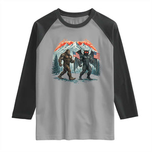 Patriotic Bigfoot And Mothman Raglan Shirt Funny Cryptid Lover Gift TS12 Sport Gray Black Print Your Wear