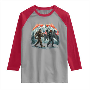 Patriotic Bigfoot And Mothman Raglan Shirt Funny Cryptid Lover Gift TS12 Sport Gray Red Print Your Wear