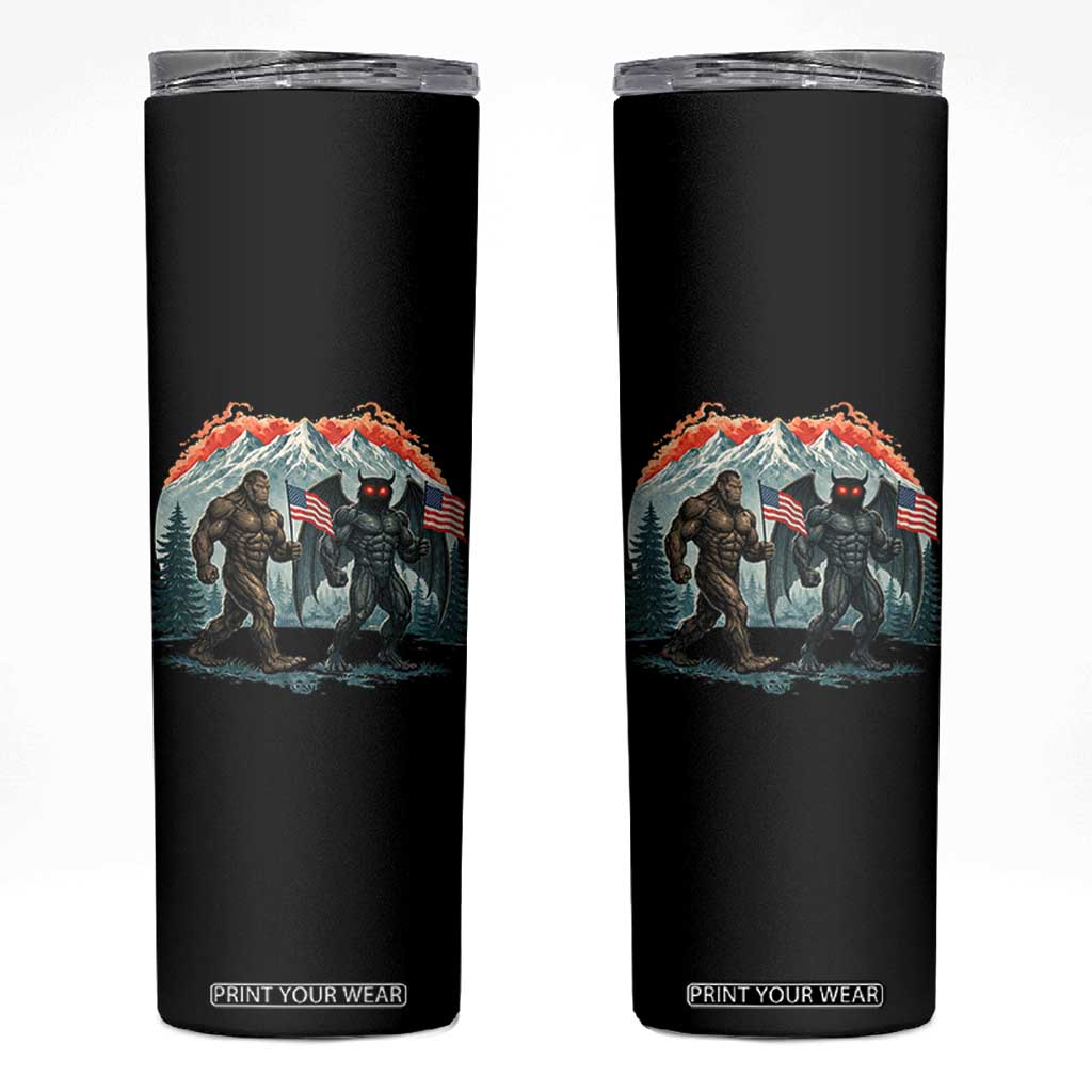 Patriotic Bigfoot And Mothman Skinny Tumbler Funny Cryptid Lover Gift TS12 Black Print Your Wear