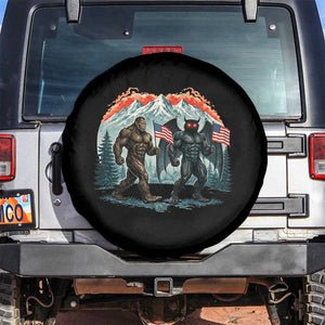 Patriotic Bigfoot And Mothman Spare Tire Cover Funny Cryptid Lover Gift TS12 No hole Black Print Your Wear