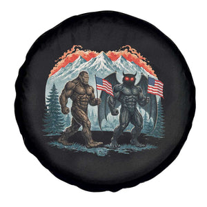Patriotic Bigfoot And Mothman Spare Tire Cover Funny Cryptid Lover Gift TS12 Print Your Wear