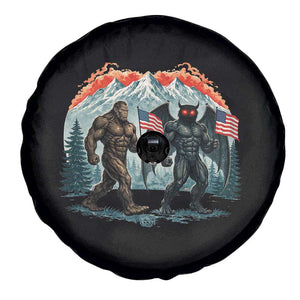 Patriotic Bigfoot And Mothman Spare Tire Cover Funny Cryptid Lover Gift TS12 Print Your Wear