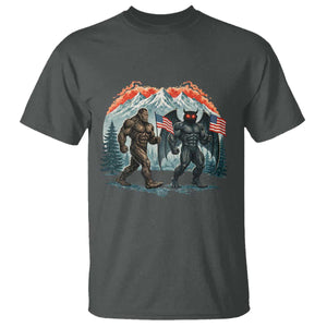 Patriotic Bigfoot And Mothman T Shirt Funny Cryptid Lover Gift TS12 Dark Heather Print Your Wear