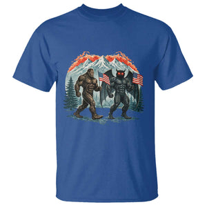 Patriotic Bigfoot And Mothman T Shirt Funny Cryptid Lover Gift TS12 Royal Blue Print Your Wear