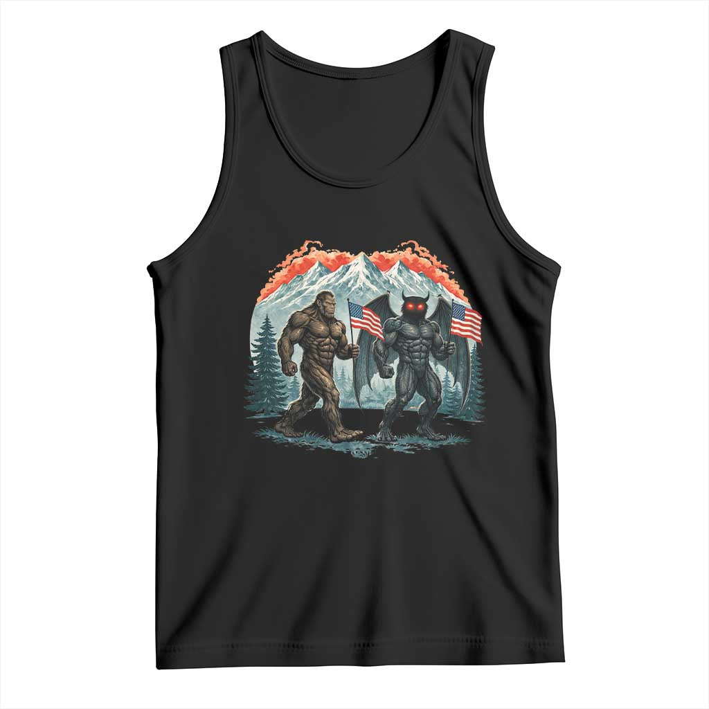 Patriotic Bigfoot And Mothman Tank Top Funny Cryptid Lover Gift TS12 Black Print Your Wear