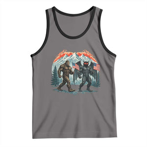 Patriotic Bigfoot And Mothman Tank Top Funny Cryptid Lover Gift TS12 Deep Heather Black Print Your Wear